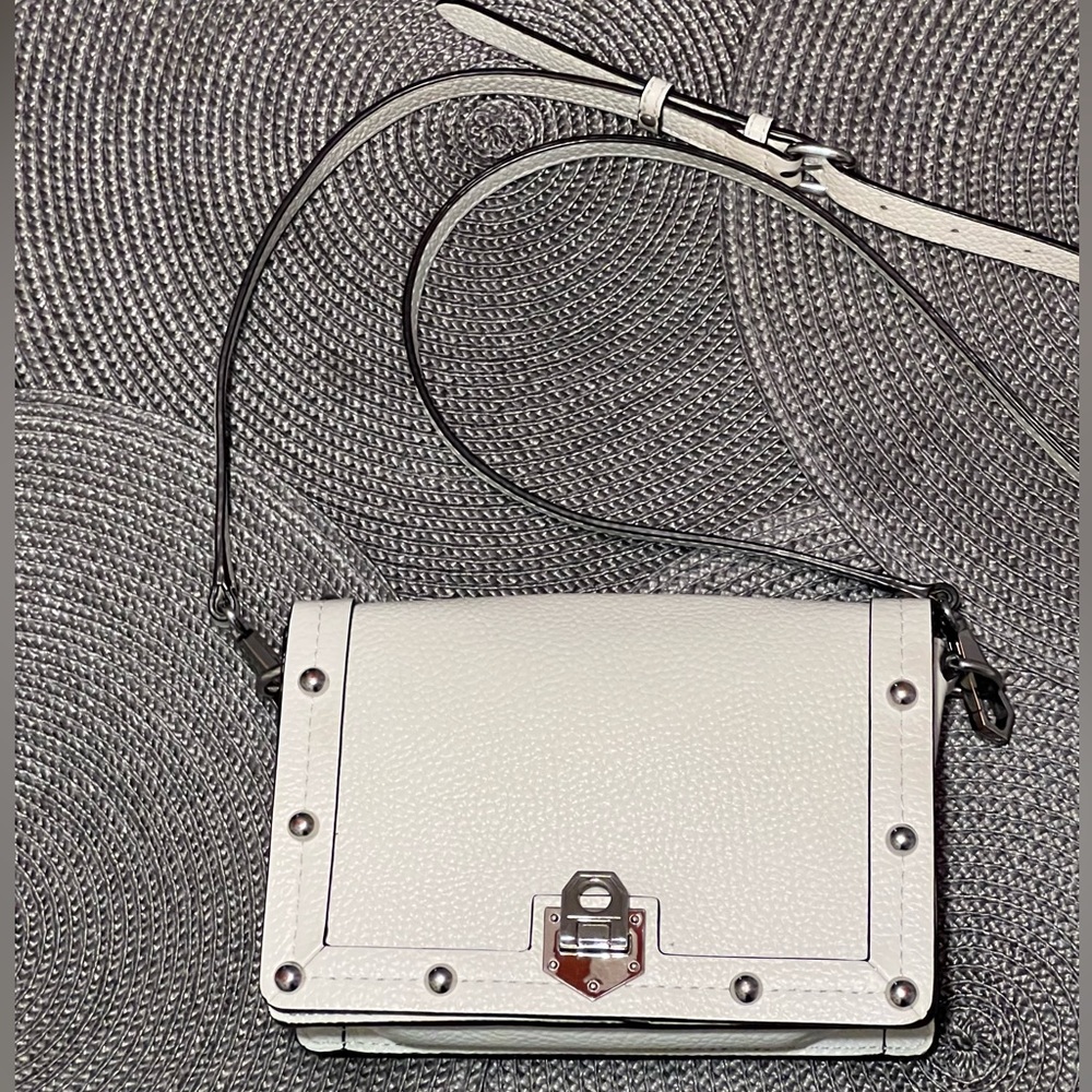 REBECCA MINKOFF MADISON PEBBLE LEATHER  STUDDED CROSSBODY BAG IN E+UC